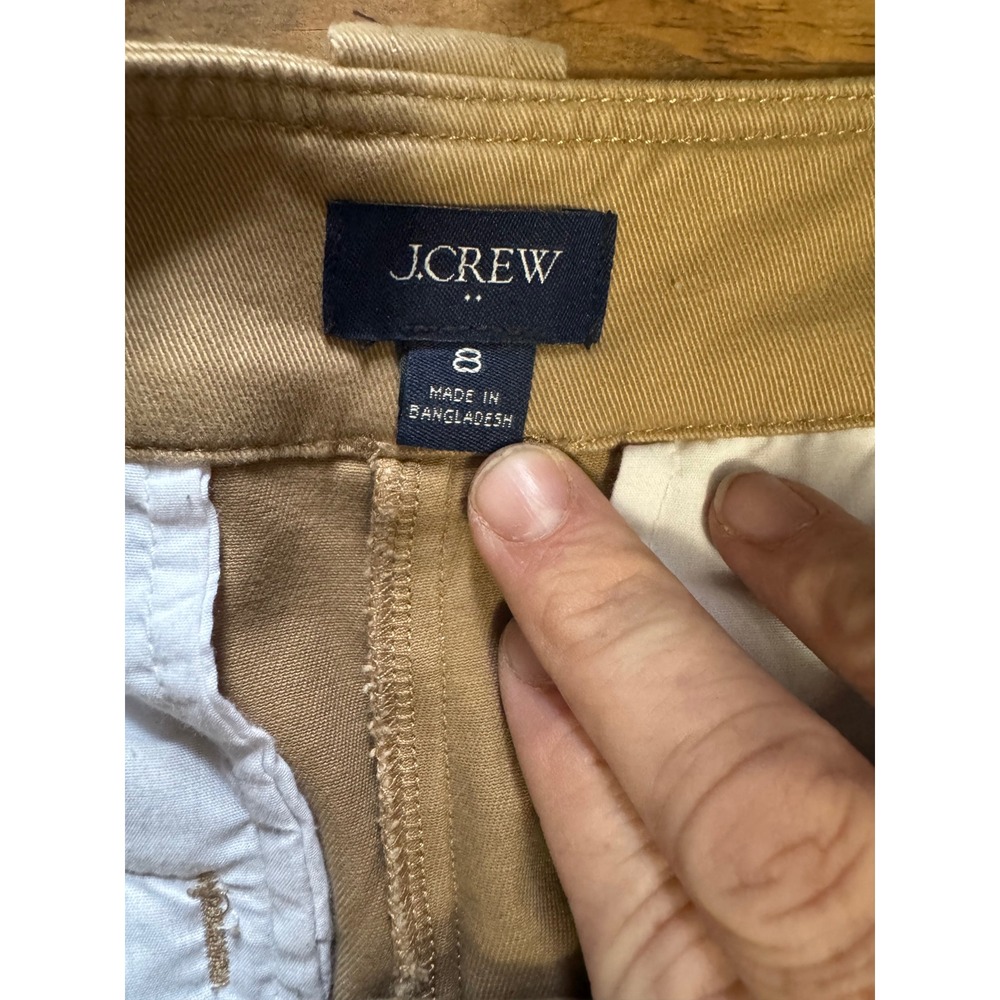 J. Crew Wide Leg Chino Pants Womens 8 Khaki Tan Excellent High Rise Cotton Blend - Picture 5 of 7